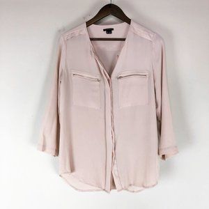 Theory Blush Pink Blouse with Zipper Detail